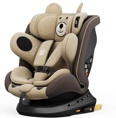 Produktbild von BUF BOOF® P100 Kindersitz i-Size R129 40–150 cm 360° drehbar ISOFIX Autositz mit Seitenaufprallschutz, Liegefunktion bis 165° CoffeeBear