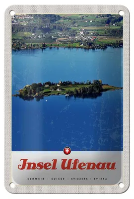 Produktbild von Blechschild Reise 12x18cm Insel Ufenau Schweiz Häuser Natur Schild