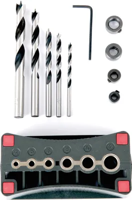 Produktbild von Holzbohrer Set 11-teilig - Spiralbohrer ( 4-10mm ) - inkl. Bohrschablone  Holzspiralbohrer mit Zentrierspitze
