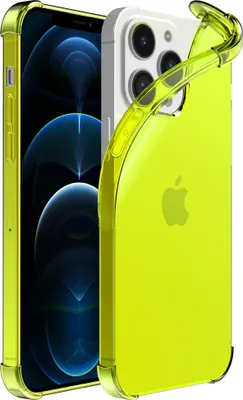 Image de Smartphonica iPhone 12/12 Pro
  housse transparente en silicone antichoc avec bumper - jaune fluo