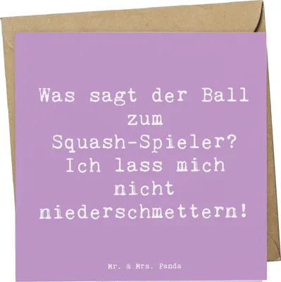 Produktbild von Mr. & Mrs. Panda Glückwunschkarte Spruch Squash Humor - Lavendeltraum - Geschenk, Sportart, Energie, Schläger, Ballspiel, faltkarte, anlasskarte, Grußkarte, Sport
