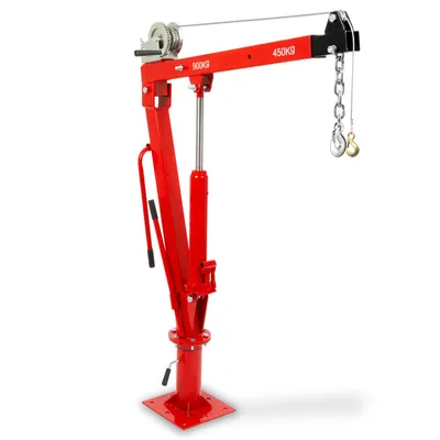 Produktbild von EBERTH Pick Up Kran, Ladekran mit 900 kg Traglast, Seilwinde, 360° Drehkranz, massiver Standfuß für Bodenmontage, Pickup Kran mit Lasthaken und Kette