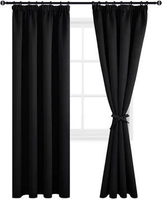 Image de Rideaux occultants noirs - Isolants - Lot de 2 - 140 x 245 cm
