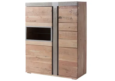 Image de MASSIVMOEBEL24 | Buffet en bois d'acacia 110x45x142 beige laqué Amsterdam #105