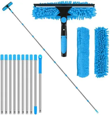 Image de Kit de raclettes extensibles Azomor avec chiffon en microfibre et poignée antidérapante