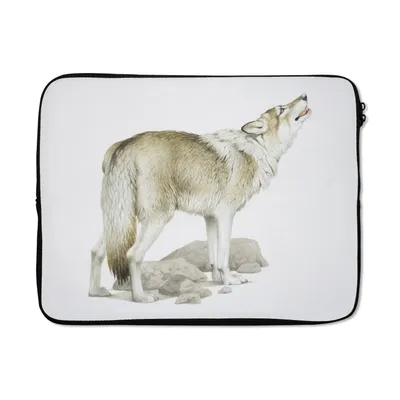 Produktbild von MuchoWow® Laptop Hülle 15 Zoll Wolf - Steine - Weiß Laptoptasche - Laptoptasche - Sleeve - Rundum-Schutz