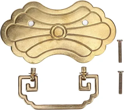 Image de Kastknoppen Antiek - Poignées vintage - Boutons de meubles - Poignées de porte - Style rétro "chinoiserie" - Fabriqués en laiton, 12,8 x 7 cm - Poignées de tiroir