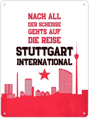 Produktbild von Stuttgart Europapokal Metallschild XL in 21x28 cm mit Spruch Stuttgart