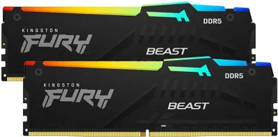 Produktbild von Kingston FURY Beast RGB - DDR5 - Kit - 16 GB: 2 x 8 GB - DIMM 288-PIN - 6000 MHz / PC5-48000 - CL30 - 1.4 V - ungepuffert - on-die ECC - Schwarz
