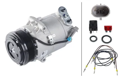 Image de Compresseur de climatisation 12 V, Ø 105 mm, HELLA Thermo-Expertise, compatible notamment avec l'OPEL ASTRA
