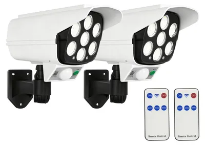 Immagine prodotto di 4 telecamere finte a energia solare: telecamere finte alimentate a energia solare con luce LED lampeggiante