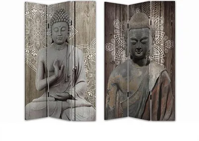 Produktbild von Paravent Buddha 170x120 cm, beidseitig bedruckt, hochwertiger Raumteiler Sichtschutz