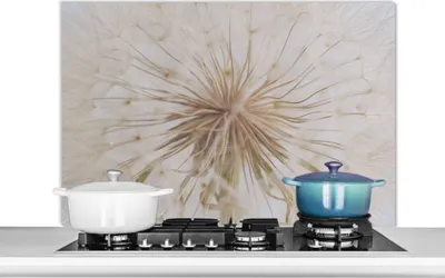 Obrázok produktu pre KitchenYeah® Splashback kitchen - Kuchynský splashback - Ochrana steny sporáka a drezu - Kvety - Púpava - Dizajn 100x65 - Alu-Dibond (alternatíva skleneného splashbacku) - Tepelne odolný - Splashback na sporák - Kuchynský splashback