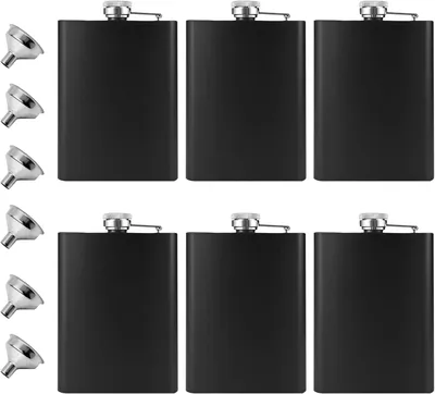 Image de Bouteilles en acier inoxydable pour spiritueux - Lot de 6 - 8 oz