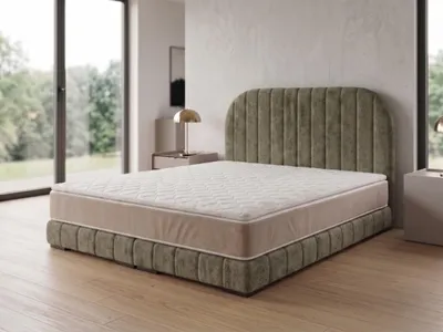 Produktbild von Polsterbett  LEON 3 mit Kopfteil, modernes gepolstertes Bett in 140 x 200 cm Farbe: Grün