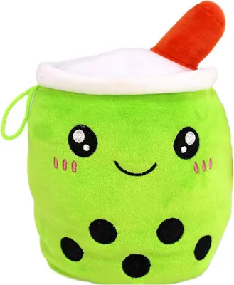 Zdjęcie produktu dla Pluszak Kawaii Bubble Tea w kolorze zielono-pomarańczowym – ok. 15 cm