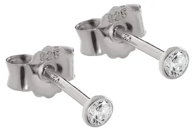 Produktbild von NKlaus 925 Silber Ohrstecker, rund, Zirkonia weiß, anlaufgeschützt, 2,3mm