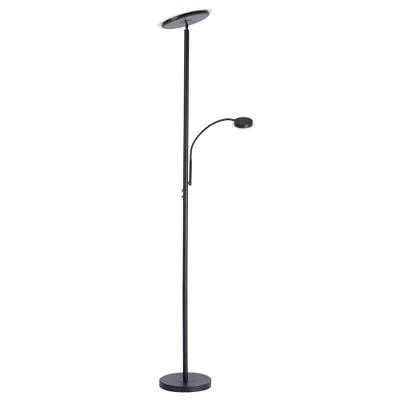Produktbild von LED-Stehlampe - Schwarz - Weiß - Eisen - Kunststoff - H 183 cm - mit Lesearm