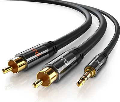 Produktbild von Primewire Cinch zu 3,5-mm-Klinke Audio-Kabel, Stereo HiFi Audio-Adapter mehrfach geschirmt, RCA zu AUX - 1m