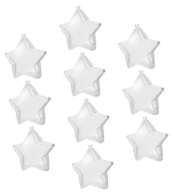10 durchsichtige Sternornamente aus Kunststoff, befüllbar, 8 cm