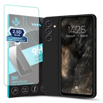 Produktbild von Hülle für Samsung Galaxy S24 mit 9H Displayglas Displayschutz Case Cover Bumper Smartphone Softgrip Schutzhülle Farbe: Schwarz