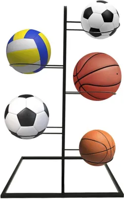 Produktbild von Unyqoos Vertikale Ballenhalterung mit ausziehbaren Regalen für Sportbälle, platzsparend und stabil