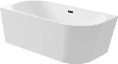 Produktbild von Balneo Eckbadewanne Badewanne Acryl AVOLA 160x80cm Links Deckel Klick-Klack Stöpsel Schwarz