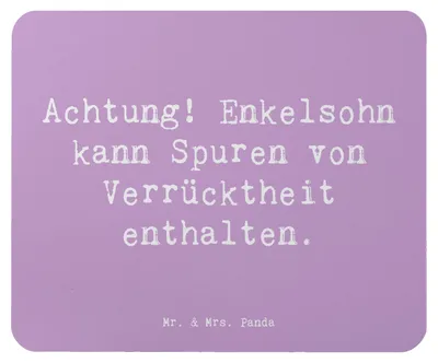 Produktbild von Mr. & Mrs. Panda Mousepad Spruch Enkelsohn Verrücktheit - Lavendeltraum - Geschenk, Verwandte, Familie, Humor, mousematte, Mouse Pad, gummi mauspad, laptop, Großeltern