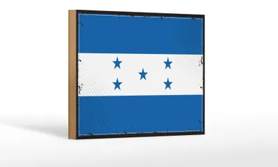 Produktbild von Holzschild Flagge Honduras 18x12 cm Retro Flag of Honduras Dekoration