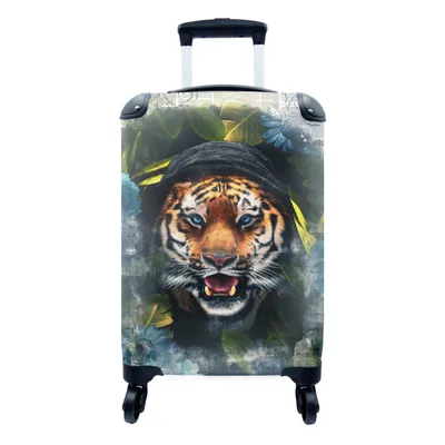 Produktbild von MuchoWow® Koffer Handgepäck Trolley Rollkoffer Kleine Reisekoffer mit 4 Rollen - Tiger - Zeitung - Blumen - Cabin Size < 55x40x23 cm & 55x40x20 cm - Fotokoffer - Kabinenkoffer - Boardgepäck - Reise-Box - Reisekoffer - Reisegepäck - Koffer mit Bild - Trolley für Kinder