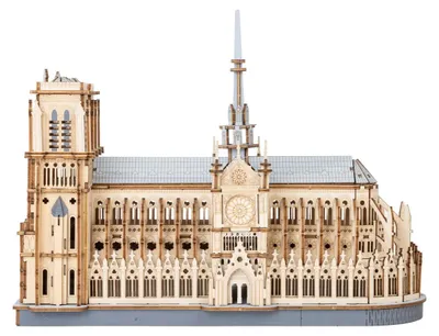 Produktbild von Pariser Kathedrale - 3D-Holzpuzzle - Lasergeschnittene Teile - Maßstab 1:460 - 330 Teile - Dekorationsmodell - Ab 14 Jahren