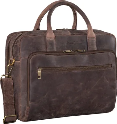 Produktbild von Benthill Aktentasche aus echtem Leder - Schultertasche / Umhängetasche - Leder-Tasche Lehrertasche / Studententasche - Leder Herren Arbeitstasche aus Büffelleder