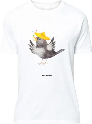 Produktbild von Mr. & Mrs. Panda Tshirt Rabe Sombrero - Weiß - Geschenk, Vogel, Lustiges T-Shirt, Motivation, Glück Spruch, mit, Baumwoll, Vögel, S, Lustige Sprüche, Elster