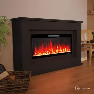Produktbild von Glow Fire Elektrokamin 'Rhea' | LED Standkamin in schwarz mit Heizung (1500 W) | HxBxT: 97x158x33 cm