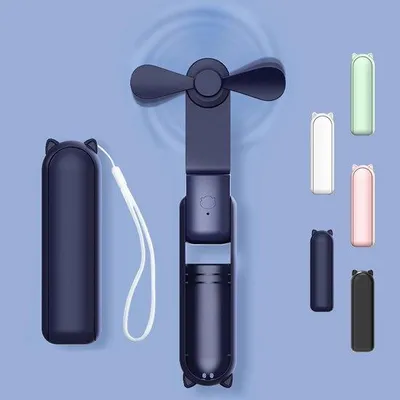 Obrázek produktu pro Přenosný mini ventilátor, USB, modrý, cestovní