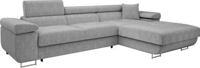 Produktbild von MIRJAN24 Ecksofa Torezio Mini Cord, Stilvoll Eckcouch mit Bettkasten und Schlaffunktion, Einstellbare Kopfstützen, 280x170x70-90 cm (Farbe: Poso 110, Seite: Rechts)