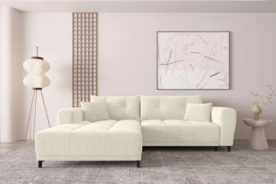 Produktbild von 99rooms Massimo Ecksofa Cordstoff POSO Creme mit Schlaffunktion Links