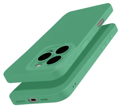 Two green phone cases are shown stacked on top of each other against a white background.