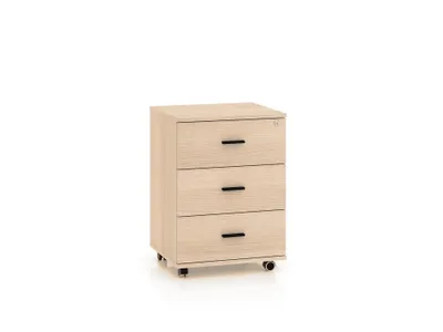 Produktbild von Rollcontainer – Bürocontainer – Rollschrank – Beistellcontainer – ODELIS 07 – Sonoma Eiche – 46 cm – Mobiler Bürocontainer in heller Holzoptik