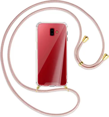 Produktbild von Handykette Backcover-Schutzhülle mit Band (Metall goldfarben) für Samsung Galaxy J6 Plus - roségold