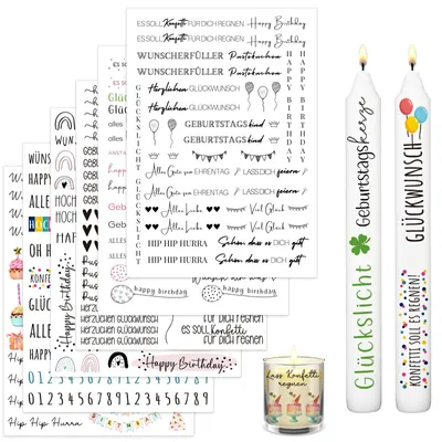 Productafbeelding van 6 Stuks A5 Verjaardagskerentattoos - Watertransferdruk