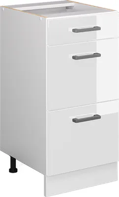 Zdjęcie produktu dla Vicco Szafka dolna do kuchni R-Line, 40 cm z szufladami, bez blatu roboczego, Biały wysoki połysk/Biały
