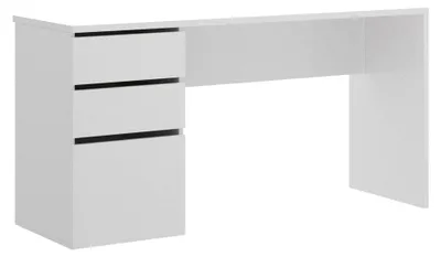 Schreibtisch mit 2 Schubladen und Tür, Weiß, 139x75x60 cm