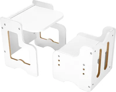 Produktbild von Entwöhnungstisch und Stuhl-Set Montessori-Kinderschreibtisch mit Tafel, weiß