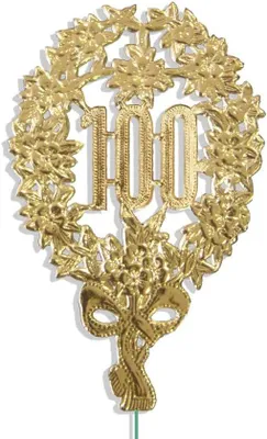 Productafbeelding van Jubileumnummer 100 - 8 x 12 cm - goud karton - feestelijke decoratie - 10 stuks - ServiceTopper