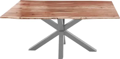 Produktbild von SAM® Esstisch Baumkante massiv Akazie natur 140 cm Spider-Gestell silber QUINCY