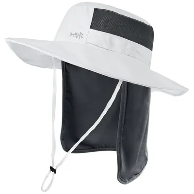 Immagine prodotto di Cappello da pesca Fischerhut, protezione UV 50+, impermeabile, con ampia tesa e protezione per il collo, colore bianco, taglia unica