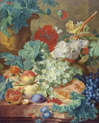 Produktbild von Legendarte - Kunstdruck auf Leinwand - Stillleben mit Blumen und Früchten - Jan van Huysum - Wanddeko, Canvas