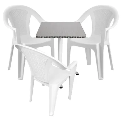 Produktbild von Bistrogarnitur 4-teilig Aluminium - Kunststoff Weiß