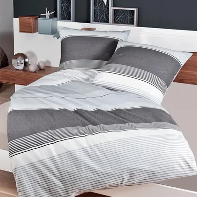 Produktbild von Janine Feinbiber Bettwäsche Davos 6469 silber 155x220 cm + 80x80 cm